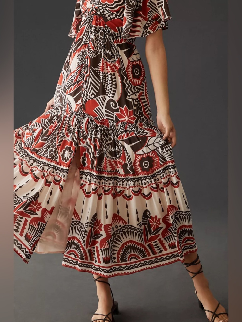 Anthropologie Tiered Maxi Dress Boho Cut-Out Back Size M NWOT - Picture 4 of 14
